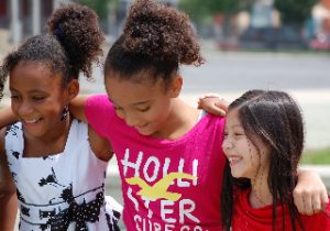 Three girls who benefit from the Powerpacks project.